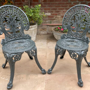 Regalia Cast Aluminum Outdoor Patio & Garden Chair Set – Grey Color / Glossy Finish