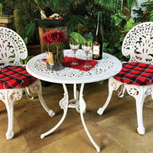 Regalia Outdoor Patio & Garden Furniture – 1 Round Table 2 Chairs – White Color / Glossy Finish