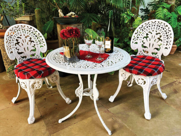 Regalia Outdoor Patio & Garden Furniture – 1 Round Table 2 Chairs – White Color / Glossy Finish