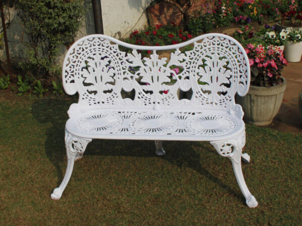 Regalia Outdoor Patio & Garden Bench – White Color / Glossy Finish