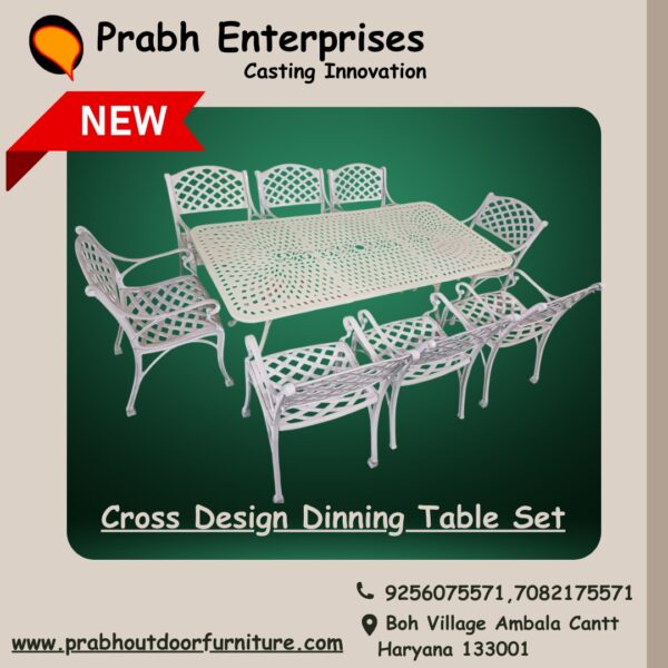 Cross design dinning table set [8 Seater] - Image 5